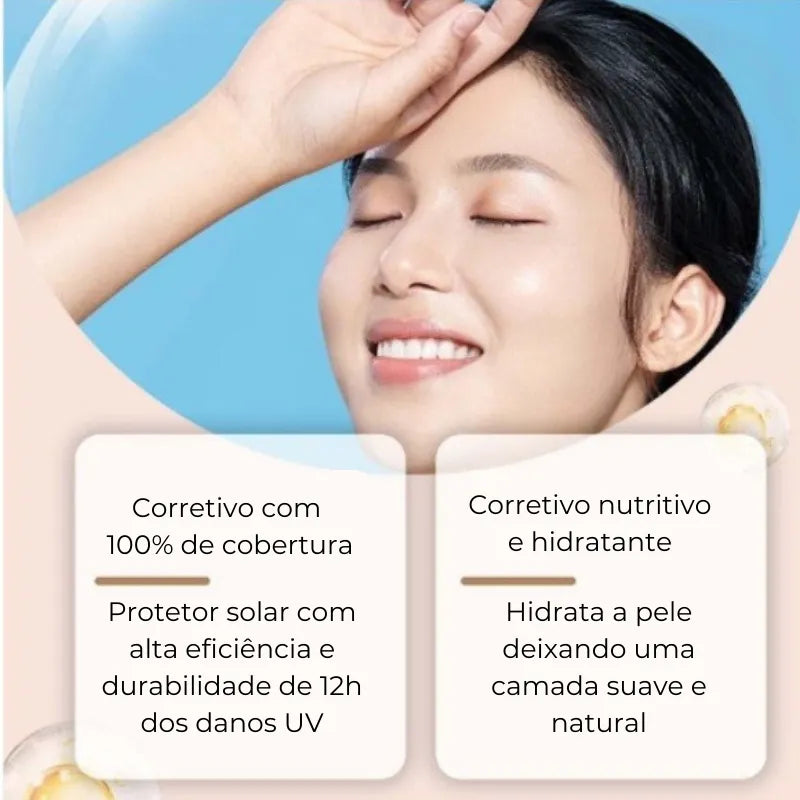 Corretivo Base Stick Coreano 2 em 1 – Cobertura Perfeita 100% Natural